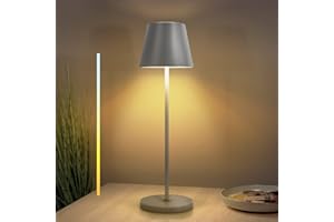 ‎UUFFOO LED Akku Tischlampe Kabellos Dimmbare LED Akku-Tischlampe aus Metall mit Touch Schalter IP54 Outdoor Tragbare Tischleuchte für Schlafzimmer,Arbeit,Bar,Restaurant Dekoration (Grau)