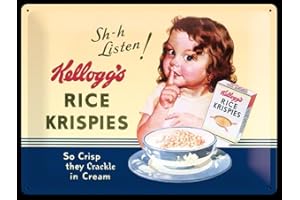 Nostalgic-Art Plaque vintage Kellogg's Sh-h Listen! – Idée de cadeau pour la cuisine, en métal, Design retro pour la décoration, 30 x 40 cm