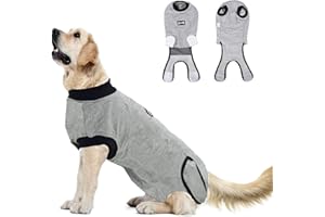 Duuclume Professional Pet Recovery Suit Body Suit After Surgery Dog Onesie Cone Alternatives Spay Neuter Suit Surgical Recovery Suit - for Female & Male Dogs(Grey/L)