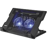 iggual &ndash; Portable Cooler Base up to 17" with 2 Quiet Fans, Adjustable and Non-Slip Base with 4 Heights and Blue LED Light, In