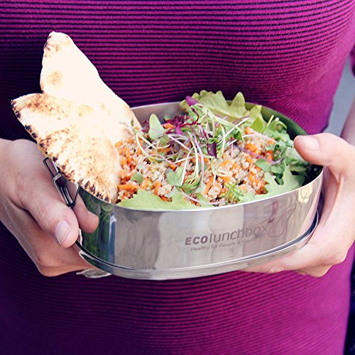 ECOlunchbox Oval, 2-teilige Brotdose aus Edelstahl mit separater, auslaufsicherer Runddose | Lunchbox | Bento Box - 4