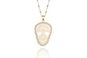 PENGJIN Mode Choker Collier Crâne avec Dazzling CZ Pendentif en Cristal Collier en Or Collier de chaîne pour Femmes Filles