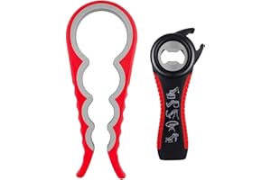 CANCYCC Lot de 2 ouvre-boîtes 5 en 1 avec bouchon, ouvre-bocal à visser et ouvre-bocal 4 en 1, idéal pour les enfants, les personnes âgées, les mains arthritiques