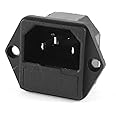 sourcing map IEC 320 C14 Male Inlet Panel Socket Connector 15A 250V w Fuse Holder