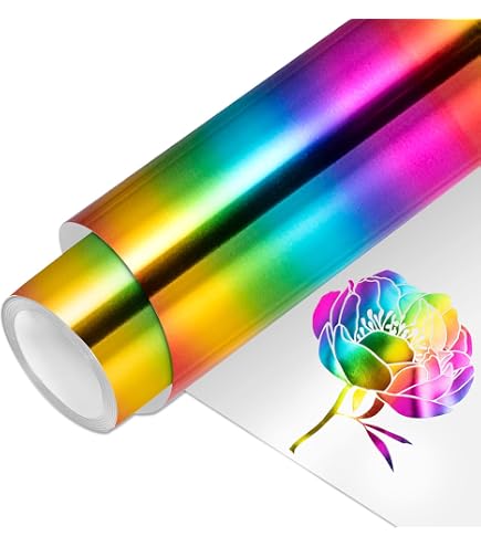 HTVRONT Wärmetransfer-Vinyl Farbverlauf – 30,5x25,4 Cm, 10 Farben, Für T-Shirts & Basteln, Mit Teflonfolie