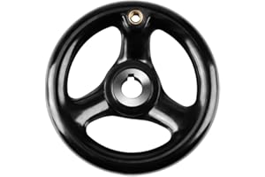 ZETILING Volante de 12 * 125 mm con mango giratorio, volante de fresado, volante redondo negro de 3 radios con mango giratorio para torno y fresadora