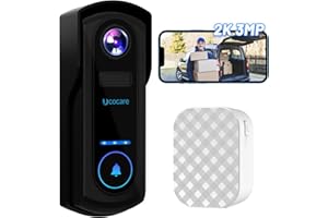 Timbre Inalámbrico Exterior Impermeable Camara,UCOCARE 2K/4MP, Batería 10000 mAh, Detección de Movimiento PIR, Mensaje de Voz, Visión Nocturna 2K, Conversación Bidireccional, IP67