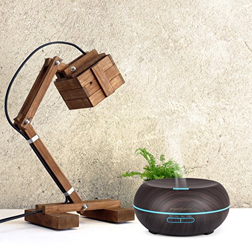 InnoGear Aroma Diffuser Luftbefeuchter ätherisches Öl Diffusor Holz Korn Ultraschall Aromatherapie Diffusoren mit 7 Farbe LED Lichter ändern und 4 Timer Einstellungen Wasserlos Auto Abschaltung, 200ML - 2