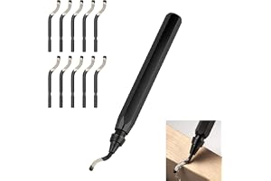 Yicoovey Manuell avgradningsverktygssats, svart aluminiumhandtag (12,5 cm × 1,2 cm), 11 HSS-skärblad, 360° roterande trimmer, perfekt för 3D-tryck/plast/metallrör