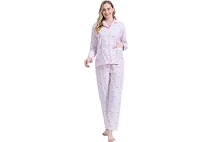 Amaxer, Piżama damska, bawełniana piżama, bielizna nocna z długim rękawem, strój domowy, bielizna nocna i spodnie od piżamy, zestawy wypoczynkowe