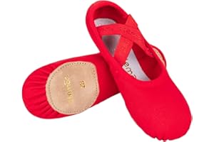 s.lemon Chaussure de Ballet,Toile Élastique Semelle Fendue Chausson Ballet pour Filles Femmes