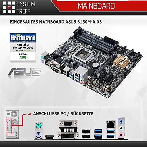 Gaming PC / Multimedia COMPUTER inkl. Windows 10 Pro 64-Bit! – Quad-Core Intel Core i5-6400 4 x 3.3 GHz – ASUS Nvidia Geforce GTX 1060 OC mit 3GB GDDR5 RAM – 8GB DDR4 RAM – 120GB SSD + 1000GB HDD – 24-fach DVD Brenner – USB 3.0 – DVI – HDMI – Displayport – Gamer PC mit 3 Jahren Garantie! - 4