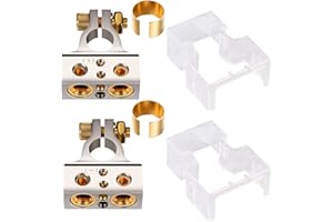 HUAZIZ Kit Connettori Terminali per Batterie Autoargento,2/4/8/10AWG Sezione Positivo e Negativo Della Batteria Terminale Morsetto e Spessori (coppia) +/- Batteria Terminali per Barca, Caravan 2Pz