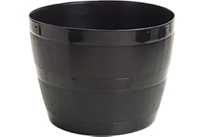 Straame Plant Pot Tub, Gardening Flower Pots - Indoor Or Outdoor Planter - For Multi-Purpose - Makes Your Living Space Bloom (Black Barrel Plantar Small- 34 x 34 x 27 cm)