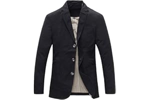 Allthemen Chaqueta Casual para Hombre Cazadora Slim fit de Manga Larga Algodón Lavado Trajes 3 Botones Blazer