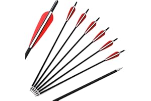 ACCMOS 12/24pièces Diamètre Intérieur 7.6mm Flèches de Carbone pour Arbalète de Chasse 16/17/18/20/22pouces Flèches d'arbalète avec Pointe en Acier Amovible Couleur Multiple