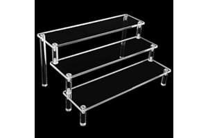 Sterneer Akrylowy stojak ekspozycyjny, 3-poziomowy stojak stołowy, 3-poziomowa półka ekspozycyjna na figurki Amiibo POP, babeczki, kosmetyki, dekoracje i przedmioty kolekcjonerskie