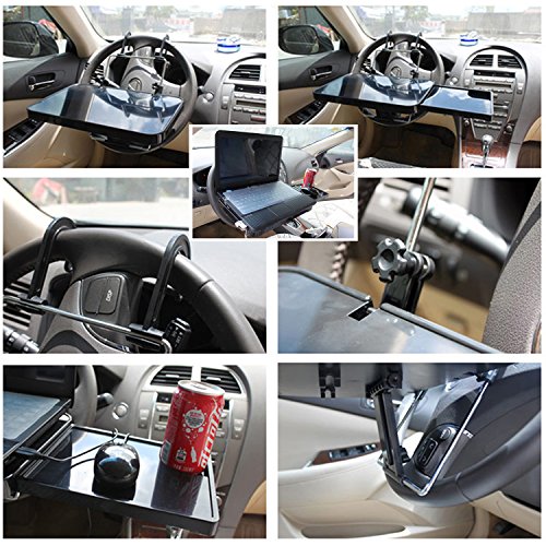 Auto-Laptop-Schreibtisch, Multi-funktionale Portable faltbare Auto-Tablett, Lenkrad Schreibtisch & Autositz zurück Laptop-Tisch, Ernährung & Entertainment Cup Holder-Convenience (#1(340*300*40mm)) - 2