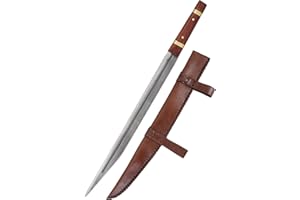 ‎BATTLE-MERCHANT Battle-Merchant Sax von Beagnoth mit Scheide aus Leder | Erwachsenen Wikingerschwert | Gravierte Nachbildung des Themsenschwerts