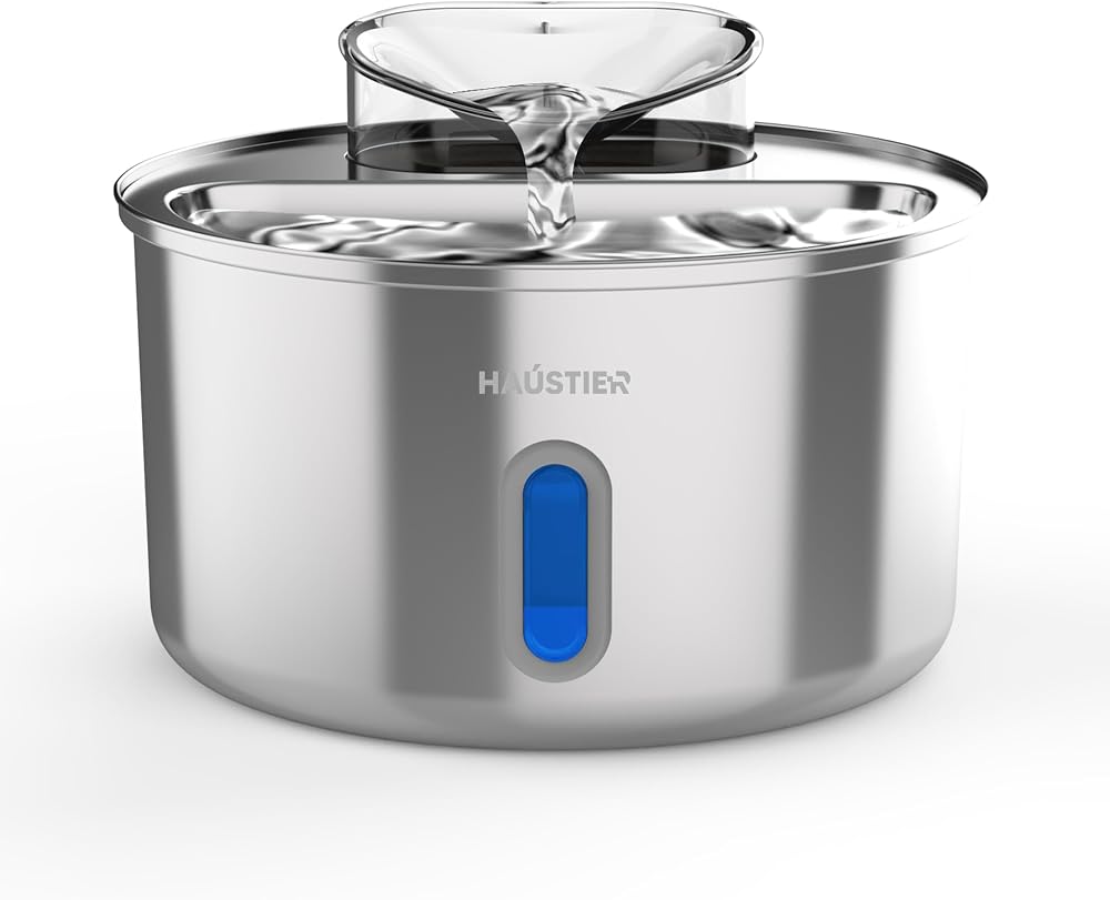 Haustier WF009L-W Pencereli Otomatik Kedi Su Sebili,Kedi Su Çeşmesi, Su Pınarı 3.5Lt Geniş Hazne, SUS304 Çelik, Ultra Sessiz, Çok Katmanlı Filtrasyon, Metal Tasarım