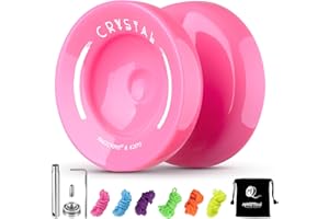 YOSTAR Yoyo K2 Crystal, Dual Purpose Yo Yo for Kids and Adults, Responsive and Unresponsive Yoyo, Trick Yo-Yo for Finger Spin, Butterfly Yo-yo Ball with 6 Strings, Bearing Kit (Pink)