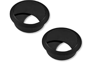cyclingcolors 2x Passacavi Scrivania Plastica 58mm Uscita Guida Cavo Tavolo Mobili Tondo, Nero