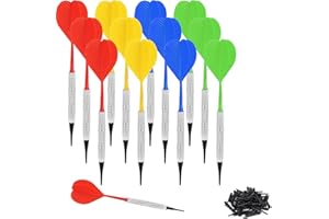 DDKY Paquete de 12 Dardos de plástico Profesionales con 100 Dardos de Punta Suave, Dardos Profesionales para Hombres, Mujeres, Personas Mayores y niños, adecuados para Juegos en Interiores y Exteriores