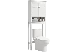 HOMCOM Mueble sobre Inodoro Armario para Lavadora con 2 Puertas Compartimento y Estante Ajustable Mueble para Baño 70x20x175 cm Blanco