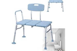 LARS360 Siedzisko do wanny dla seniorów, z regulacją wysokości, taboret prysznicowy z oparciem i podłokietnikami, antypoślizgowe krzesło do wanny dla dorosłych do 150 kg, LARS-(HAG1334), błękitne