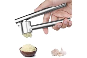 deegbbyi Prensa de Ajo de Acero Inoxidable, Apritsce Machacador de Ajos, Exprimidor de Ajo, Prensa de ajo de mano Acero, Trituradora de Jengibre, Fácil de Apretar, Fácil de Limpiar