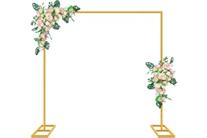 ‎FIITA Fiita 2*2m Wedding Arch Backdrop Stand Square Gold Metal Arch Backdrop for Wedding Ceremony Photo Booth Birthday Party Decoration Gold
