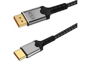 USB C till DisplayPort-kabel, 8K @ 60 Hz, 4K @240 Hz, enkelriktad kabel, Thunderbolt 3/4/5, kompatibel med MacBook Pro/Air, i