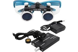 DDASAM Loupes dentaires 2.5X/3.5X Lunettes chirurgicales médecin avec Lampe Frontale à LED Dentiste Oeil Lunettes loupe binoculaire avec étui de Transport Pratique