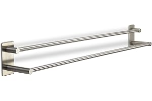 Krokstång TALIDA rostfritt stål självhäftande med 3M-klisterplatta (längd: 735 mm/stång-Ø 12 mm) inkl. 3 S-krokar för kök och
