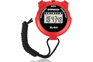 GENERIC Digital Sports Stopwatch Timer With Alarm, Multi-Function Large Display With Countdown Timer, Shockproof For Coaches Swimming Running Sports Training Gym(Red)