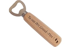 BOMOSKI Tu vas être Grand-Père - Décapsuleur en Bois Gravé et Personnalisé Cadeau Annonce Grossesse Grand-Père Original pour un Futur Papi