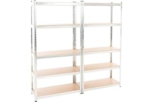 CLP Lot de 2 Etagères de Rangement G 90x40x180 cm avec Charge de 875 Kg, Couleur:Argent