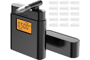Zinueen Etilometro Portatile Certificato, Portatile Alcol Test con Display Digitale LCD, Etilometro Certificato mit Empfindlichem Halbleitersensor für den Einsatz zu Hause Oder Partys, 15 Bocchini
