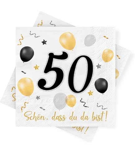 Servetten 70e Verjaardag, 40 Stuks Zwart Goud Verjaardag Servet, Decoratie 70e Verjaardag Papieren Servetten voor Man Vrouw Verjaardag Viering Feest