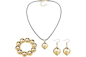 VARKAGE 3Er-Pack Discokugel Ohrringe, Mirror Ball Ohrringe Halskette Armband für Damen und Mädchen Retro Disco Motto Party Kostüm Zubehör