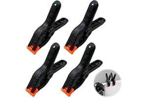 HUGFADS Ensemble de 4 Pinces à Ressort avec Force de Serrage Élevée, pinces à ressort en nylon robuste, pince serre joint avec mobiles mâchoires, Pinces à Ressort Polyvalentes pour Bricolage et Menuiserie