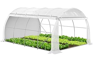VOUNOT® Gewächshaus Foliengewächshaus, Seitenwände Aufrollbar Winterfest, Tomatenhaus Folientunnel, 4x3x2m 12m², Weiß