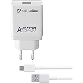 Cellularline | Caricabatterie da Rete | Caricabatterie da rete Fast Charger 15W con cavo USB-C