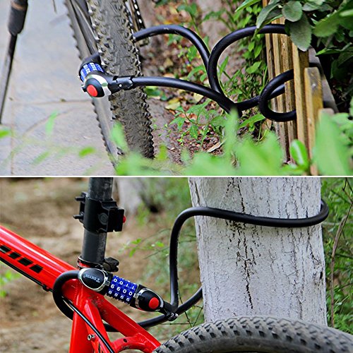 Fahrradschloss, Fozela LED Fahrrad Kabelschloss Rahmenschlösser Sicherheitsschloss mit 4 Stelliger Zahlenkombination Kinderschloss