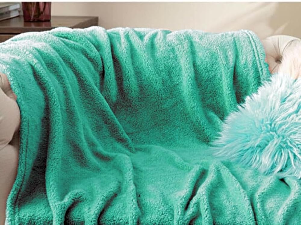 Mulberry Wellsoft Battaniye, Televizyon Battaniyesi, Peluş, Polar Battaniye, Çift Kişilik 220 * 230 Mint Yeşil