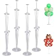 4 Supporti Per Palloncini Da Tavolo Con Luci LED - Centrotavola Per Compleanno, Matrimonio E Feste - Riutilizzabili E Facili Da Montare