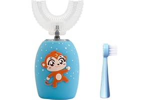 GUUSUI 360 Grad Zahnbürste Kinder, IPX7 Elektrische Zahnbürste Kinder ab 3 Jahre, Kinderzahnbürste Elektrische mit 3 Modi und 45S Timer u Förmige Zahnbürste Kinder