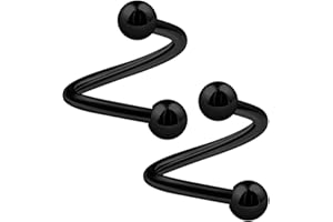 KJM Fashion 2 Stk Eloxiert Twister 1,6 mm 14g Cartilage Tragus Ohrringe