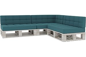 GUTEKISSEN Coussin pour Palette Coussin d'assise Dossier piqué PFG 3xSet (Coussin d'assise 120x80 +Dossier 120x40), Turkis