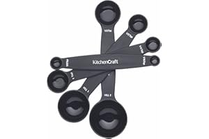 ‎KC BLUE KitchenCraft Messlöffel-Set magnetisch aus Kunststoff in schwarz 4-teilig, 12 x 17 x 22 cm, 4-Einheiten